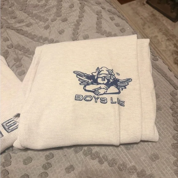 Boys Lie Cream and Blue Crewneck Sweater - Picture 2 of 6